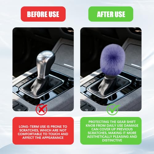 2PCS Plush Car Gear Shift Knob Cover & Handbrake Cover, Shift Knob Protector, Soft Fluffy Gear Handbrake Protective Sleeves, Shifter Lever Brake Handle Warm Plush Set for Cars (Dark Blue) - color: Dark Blue
