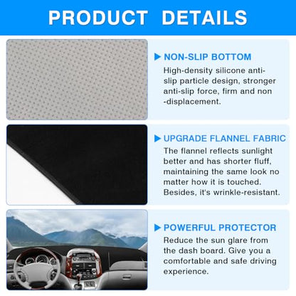 Autorder Dashboard Cover Mat for Toyota Sienna 2004-2010 Accessories Dash Cover Upgrade Flannel Dash Mat Sunshade Glare UV Rays Protector - size: Black 2004-2010 Toyota Sienna