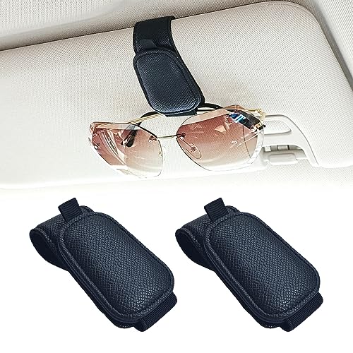 Yuoyar 2 Packs Magnetic Sunglass Holder for Car Visor (Black) | Magnetic Interior Car Accessories - color: Black, size: 2pcs