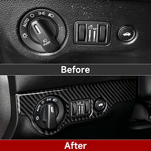 Car Headlight Switch Cover Trim Decals for 2011-2023 Dodge Charger Accessories Carbon Fiber Stickers - color: Headlight Switch Cover