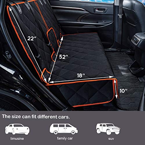 Car Seat Protector, 52” x 50“ for for Familay Car & Regular SUVs, 600D Heavy Duty Car Seat Cover Waterproof Dog Car Seat Cover for Back Seat, Scratch Proof Nonslip Seat Cover for Dogs in Car