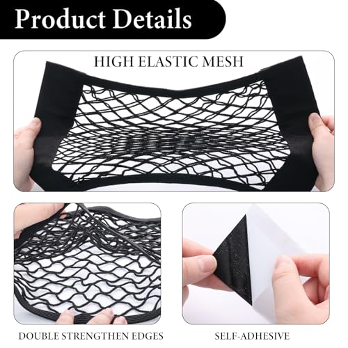 2pcs Universal Mesh Cargo Net Car Storage Net Bag Elastic Adhesive Pocket Net String Pouch Bag for Car Trunk Storage Home Storage Organizers