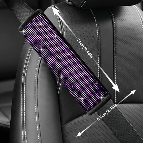 2PCS Bling Seat Belt Covers, Seat Belt Cover Pad, Car Seatbelt Shoulder Pads with Rhinestone, Auto Accessories Comfortable Automotive Neck Shoulder Mat Cushion for Car Truck SUV (Purple) - color: Purple