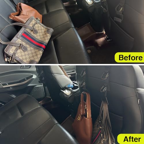 Car Headrest Hooks, Backseat Storage Organizer Hangers, Universal Vehicle Seat Back Hooks, 4 Pack - color: Black
