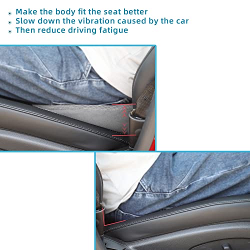 Car Seat Cushion for Driving - Comfort Memory Foam for Car Driver Seat- Back Support & Pain Relief - Car Travel Accessories for Long Trips (Gray)