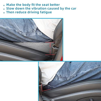 Car Seat Cushion for Driving - Comfort Memory Foam for Car Driver Seat- Back Support & Pain Relief - Car Travel Accessories for Long Trips (Gray)