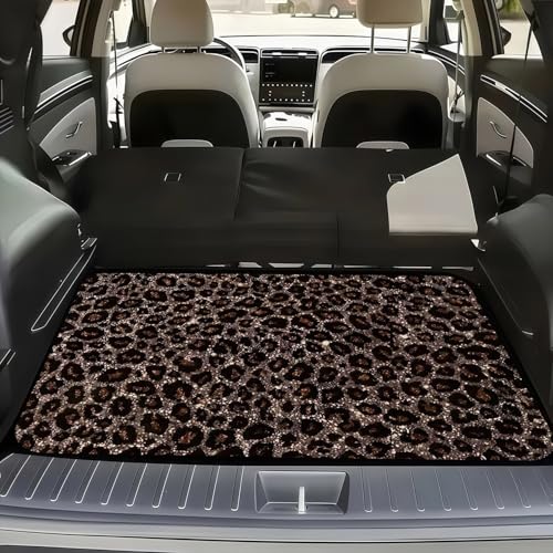 Universal Car Trunk Mat, All Weather Trunk Protection Cargo Liner, Stylish Vehicle Interior Accessories, Durable Cargo Mat Rear Trunk Line Suitable for Most Car (Brown Leopard Print, 29" x 39") - color: Brown Leopard Print