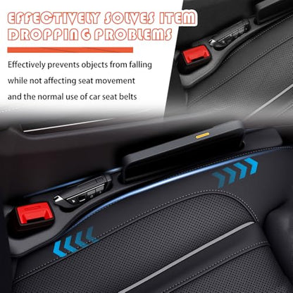 2PCS Car Seat Gap Filler Organizer with Storage Slots,Upgraded Car Gap Filler for Storing Phones,Keys,Items,Plug & Play No Drop Seat Guard for Cars Avoid Items Falling