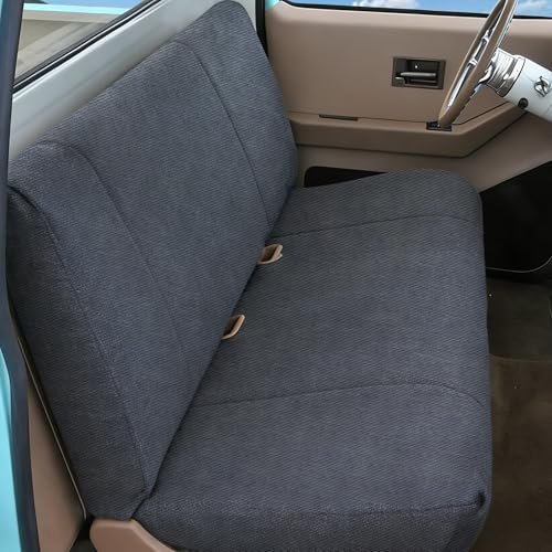 ESMING Universal Heavy-Duty Textured Front Bench Seat Cover for Ford for Chevrolet for Dodge & Full Size Pickup Trucks Corduroy Fabric with Storage Pockets - Gray - color: Gray, size: Corduroy fabric