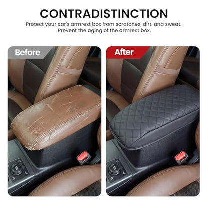 Car Center Console Armrest Cover for Ford Escape 2020-2025/Bronco Sport CX430 2021-2025, PU Leather, Middle Console Arm Rest Cushion Pad, Black - size: Bronco Sport CX430