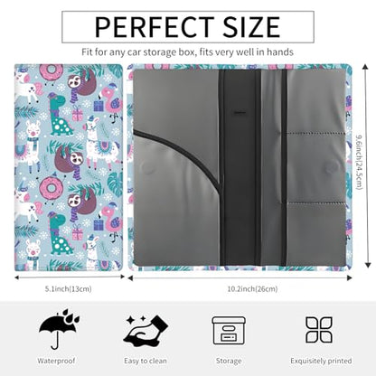 Premium Car Registration and Insurance Card Holder, Cute PU Leather Car Document Holder, Vehicle Glove Box Car Organizer with Magnetic Closure for Driver License, Cards Cartoon Animals - color: Cartoon Animals