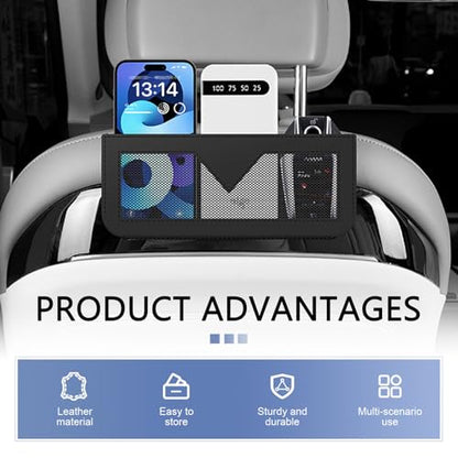 Car Storage Pocket，Leather Car Side Pocket Organizer, Multifunctional Seat Gap Pouch, for Can Hold keys, Wallets, Cards, Mobile Phones, Sunglasses, Banknotes (Black)
