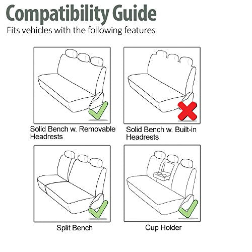 FH Group Highest Grade Faux Leather Split Bench Seat Cover, Rear Set – Universal Fit for Cars Trucks & SUVs (Green/Black) PU008013 - color: Green, size: Rear Set