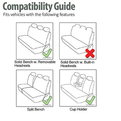 FH Group Highest Grade Faux Leather Split Bench Seat Cover, Rear Set – Universal Fit for Cars Trucks & SUVs (Green/Black) PU008013 - color: Green, size: Rear Set