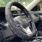D Shaped 14.5-15 Inch Steering Wheel Cover Great Grip with 3D Honeycomb Anti-Slip Design, Flat Bottom 14.5-15 Inch (Black/Red Stitch)