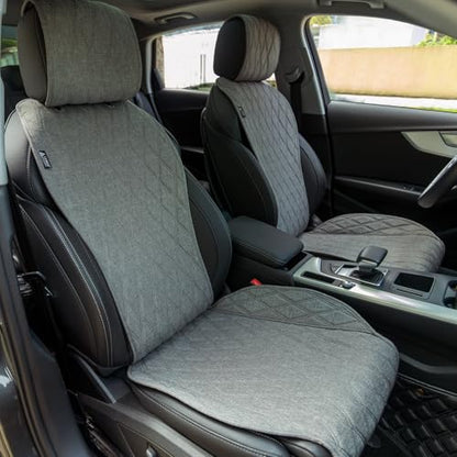 2pcs Sideless Car Seat Covers for All Seasons - Breathable Front Seats Cushions Non-Slip Bottom with Headrest Protectors - Universal Carseat Cover Fits for Most Vehicles Cars Van SUV Truck Grey - color: Front Grey