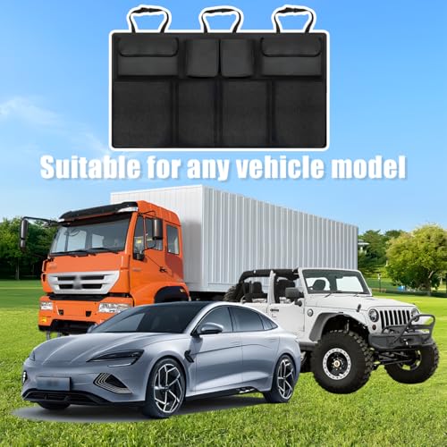 Car Trunk Organizer, Space Saving Vehicle Backseat Hanging with 8 Large Pockets, Automotive Interior Cargo Organization Storage Bag Accessories, Universal for SUV, Truck, Van