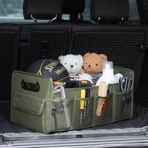 Car Trunk Organizer, Car Organizers and Storage Collapsible Multi Compartment Container Box, Adjustable Car Accessories for SUV Sedan Truck, Standard Size, Green - color: Green, size: Standard
