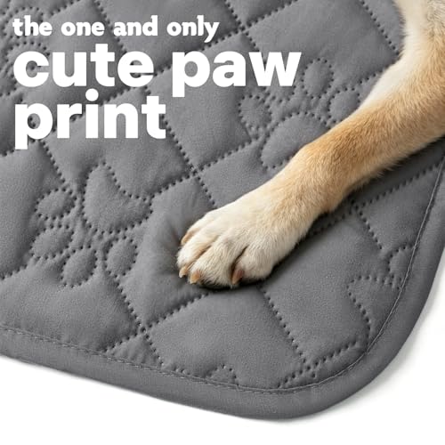 PAWFINITY Waterproof Couch Cover for Dogs, Pee Proof Pet Blanket, Paw Print Quilted, Pet Hair Resistant, Scratch-Resistant, Washable Furniture Protector for 2-3 Seat Sofa and Bed, 30x70 Inch, Grey - size: 70x30 inch (pack of 1)