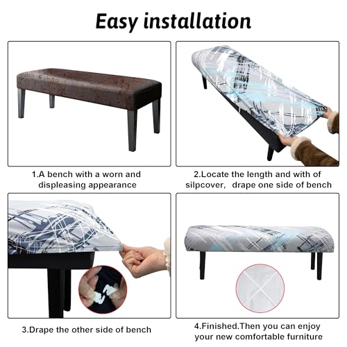 Stretch Bench Cover, Seat Cushion Protector, Washable Slipcover, Printed Rectangle Cover for Dining Room, Living Room, Kitchen - color: Concerto
