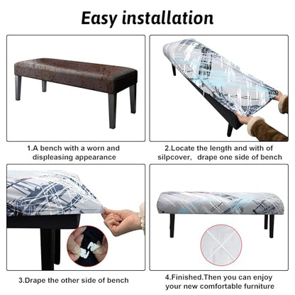 Stretch Bench Cover, Seat Cushion Protector, Washable Slipcover, Printed Rectangle Cover for Dining Room, Living Room, Kitchen - color: Concerto