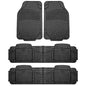 FH Group Automotive Floor Mats Climaproof for All Weather Protection Universal Fit Trim to Fit for Most Cars, SUVs, and Trucks, 3 Row 4pc Full Set Black