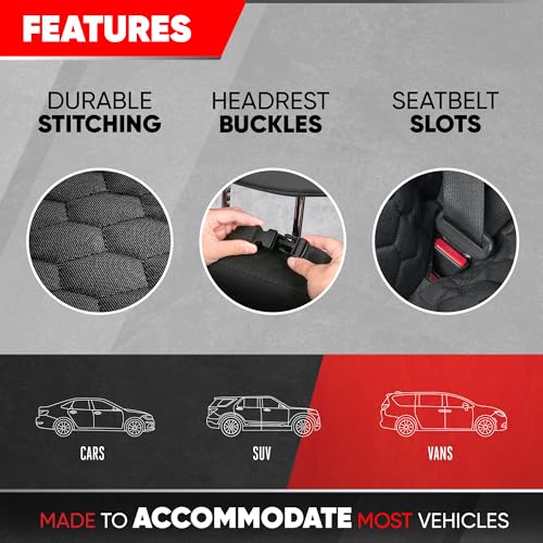 Motor Trend Dog Car Seat Cover for Back Seat - Waterproof Non-Slip Scratch-Resistant Back Seat Pet Cover for Dogs - Universal Fit Dog Accessories for Cars, Trucks, SUV, & Vans - Black - style: Rear Bench Cover