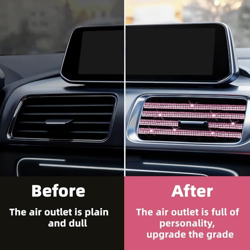 NBTEPEM Bling Car Air Conditioner Decoration Strip for Vent Outlet, 10 PCS Universal Rhinestone Car Vent Outlet Trim Decorations, Bling Interior Accessories for Women and Girls (Pink) - color: Pink