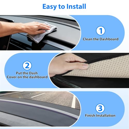 Eonflux New 2025 Dashboard Cover for Tesla Model Y Juniper Accessories, Anti-Glare Sun Protection Suede Dash Mat, Custom Fit No Glare Dashboard Pad for Tesla Model Y Juniper (2025-2026), Black
