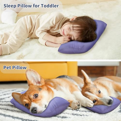 Pro Goleem Small Pillow 11"x7"x2.5" for Camping and Traveling with Name Tag Mini Tiny Pillow for Toddler Sleeping and Chair Car Air Nap Neck Lumbar Knee Rest Pillows, Lavender - color: Lavender