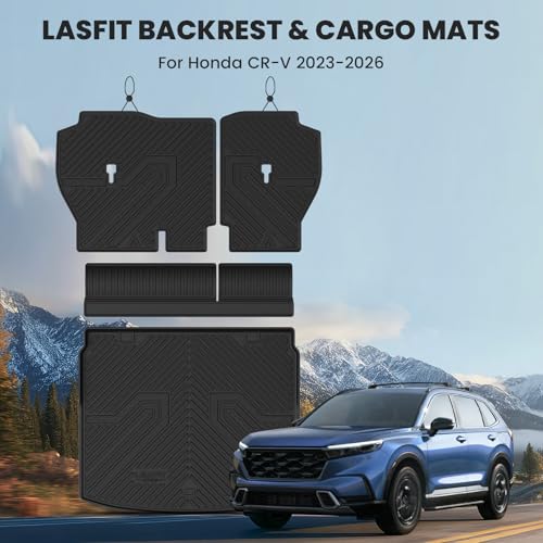 LASFIT Cargo Mat with Backrest Mat for Honda CR-V 2026 2025 2024 2023 (Gasoline & Hybrid & e:FCEV), All Weather Custom Fit TPE Trunk Mat Trunk Liner Cargo Liner with Seatback Mat (Upper Position) - style: 2）For Honda CR-V | 2023-2026 | Cargo Mat with Back