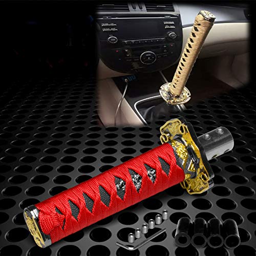 JDMBESTBOY Samurai Sword Red Black Shift Knob Shifter Alloy Katana Adapters Universal 15cm - color: Red Black, size: 15cm