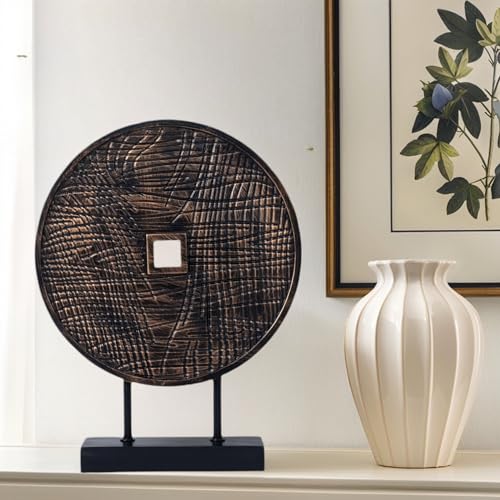Round Sculpture Decorative Objects Shelf Decor Aesthetic Home Decor Items Accents for Living Room Console Table Decorations (Black C) - color: Black C