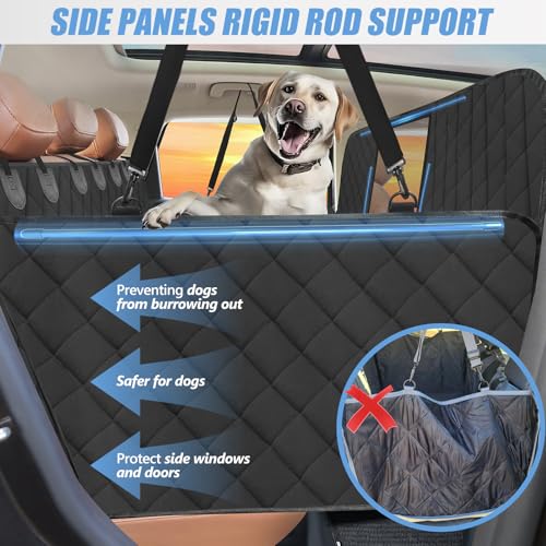 Back Seat Extender for Dogs-Large Space, Hard Bottom High Barrier Dog Car Seat Cover for Back Seat Hold 420lb, Backseat Protector Pet Bed, Waterproof Dog Hammock for Car SUV and Trucks - color: Matte Black, size: L - For Cars/ Mid-Size SUV/ Small Truck