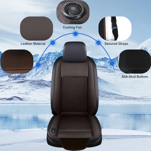 Cooling Car Seat Cushion – 3 Speeds Adjustable Ventilated Car Seat Cover for Cars Without AC, Breathable Automotive Cooling Seat Cover, 12V Plug & Play, Brown (1 Pack) - color: BROWN