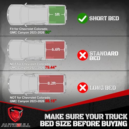 Truck Bed Mat Bed Liner Fit for Chevy Colorado/GMC Canyon 2023 2024 2025 2026 5FT Accessories, Not Fit Drop-in Liner - style: 3)2023-2026 |Colorado/Canyon Bed Mat (5FT)