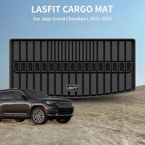 LASFIT Cargo Mat for Jeep Grand Cherokee L 2021-2025 2026 6 Seaters and 7 Seaters Accessories Custom Fit Trunk Mat All Weather TPE Cargo Liner, Black - style: Grand Cherokee L 2021-2026 Cargo Mat