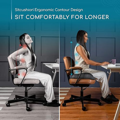 SitCushion Ergonomic Seat Cushion for Sciatica & Tailbone Pain Relief – Extra Large Memory Foam Office Chair Cushion for Long Sitting, Orthopedic Coccyx Cushion for Desk Chair, Car & Wheelchair(Black)