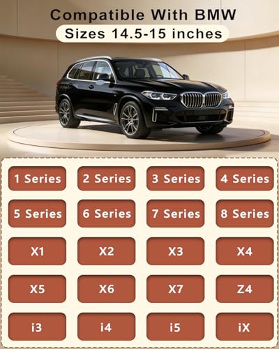 Customized Auto Car Steering Wheel Cover for BMW X1,X2,X3,X4,X5,X6,X7,i3,i4,i5,14.5-15 inch (Beige)