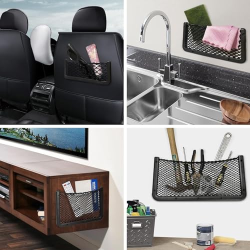 (1 Piece) Framed Stretch Mesh Net Pocket for Auto, RV, or Home Organization and Storage (8" x 16")