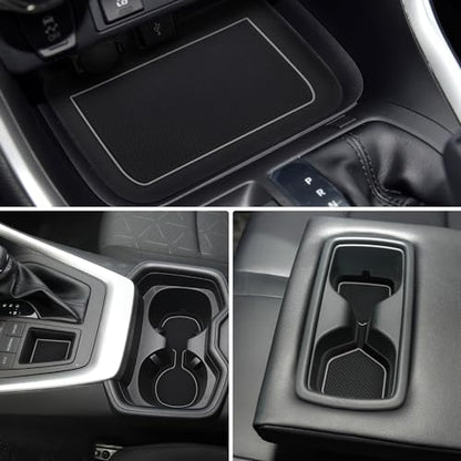 Auovo 3D Cup Holder Insert Liners Compatible with Toyota RAV4 Accessories 2025 2024 2023 2022 2021 2020 2019 Car Custom Cup Holder Mats Pads 4-pc Set (Gray Trim) - color: Gray, size: 4PCS