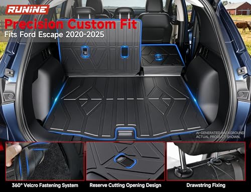 Floor Mats for Ford Escape 2020-2023 2024 2025 2026 (Not for Hybrid), All Weather Protection Custom Floor Mats Trunk Cargo and Car Windshield Cover Set for Car Accessories,Car Floor Liners Set