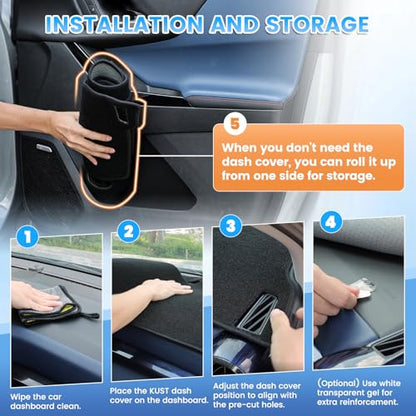 KUST Black Dash Cover Compatible with Nissan Kicks 2018-2024 Dashboard Cover Accessories for Kicks Non-Slip Polyester Dashboard Mat Custom Fit Center Console Sunshield Protector No Glare - size: Kicks 18-24(Black)