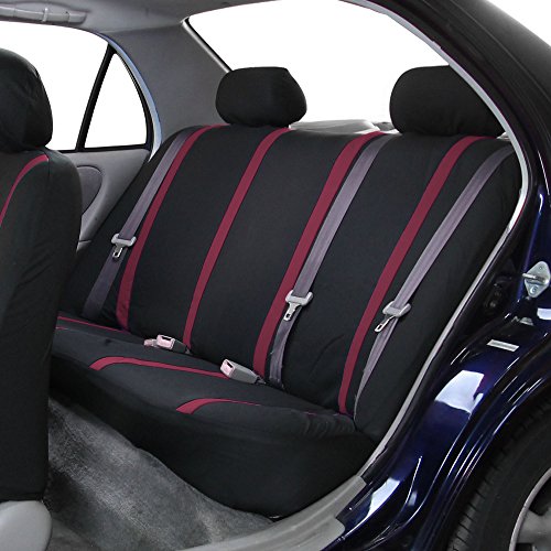 FH Group Car Seat Covers Rear Set Cloth - Car Seat Covers with Removable Headrest,Universal Fit,Automotive SeatCovers,Washable Car SeatCover for SUV,Sedan,Van Burgundy - color: Burgundy, size: Rear Set