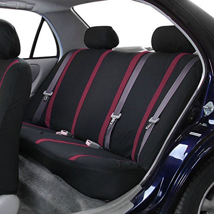 FH Group Car Seat Covers Rear Set Cloth - Car Seat Covers with Removable Headrest,Universal Fit,Automotive SeatCovers,Washable Car SeatCover for SUV,Sedan,Van Burgundy - color: Burgundy, size: Rear Set