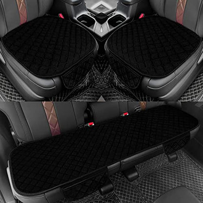 surpassme Car Seat Covers Universal Seat Covers for Car Accessories with Storage Pockets, Car Front Seat Covers and Rear Bench Coverfor Automotive, SUV, Truck, and Van(Black)