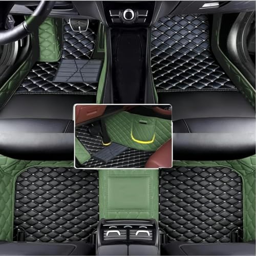 Custom Floor Mats for Audi A1, A3, A4, A5, A6, A7, A8,TT, TTS, Q2, Q3, Q5, Q7, Q8,RS3 RSQ8 S3 S4 S5 S6 S7 S8 e-tron, Q4 e-tron,All Weather Waterproof Luxury Leather (Green and Black) - color: Green and Black