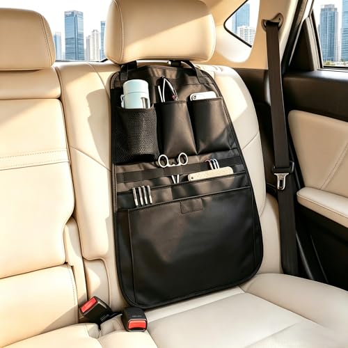 Car Seat Back Organizer,Back Seat Pocket,Car Seat Organizer with Multiple Pockets, Automotive Consoles & Organizers Universal Front Seat Organizer Travel Must-have (Black)
