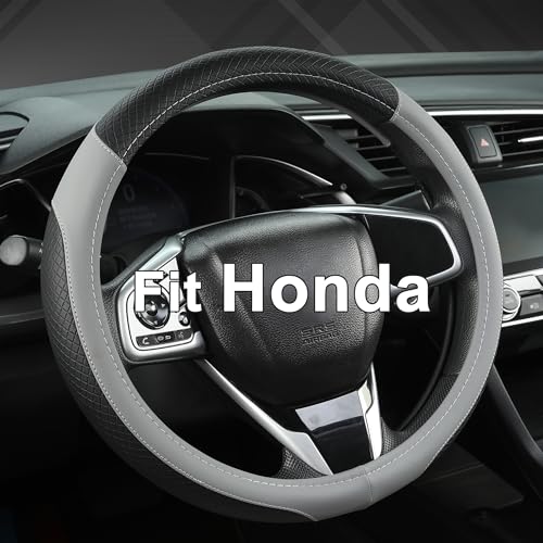 West Llama Customized Auto Car Steering Wheel Cover for Honda Accord Civic CR-V HR-V Pilot Fit Passport Odyssey 14.5-15inch(Black+Gray-Standard Size) - color: B-Gray, size: Standard Size (14½''-15'')