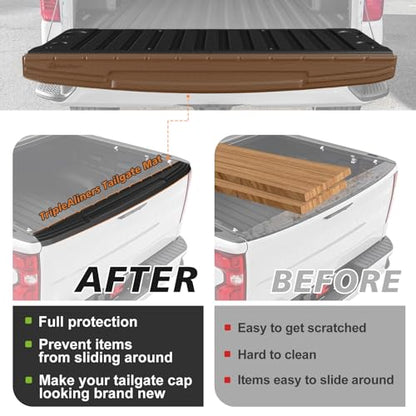 Truck Mat Compatible with 2019-2026 Chevy Silverado & GMC Sierra 1500 Standard Tailgate Accessories, Tailgate Mat Cover Custom Fit All Weather Pickup Liner, w/Tailgate Cap Protector - size: 1)Slv & Sra 1500|19-26|Tailgate Mat w/ Cap Cover